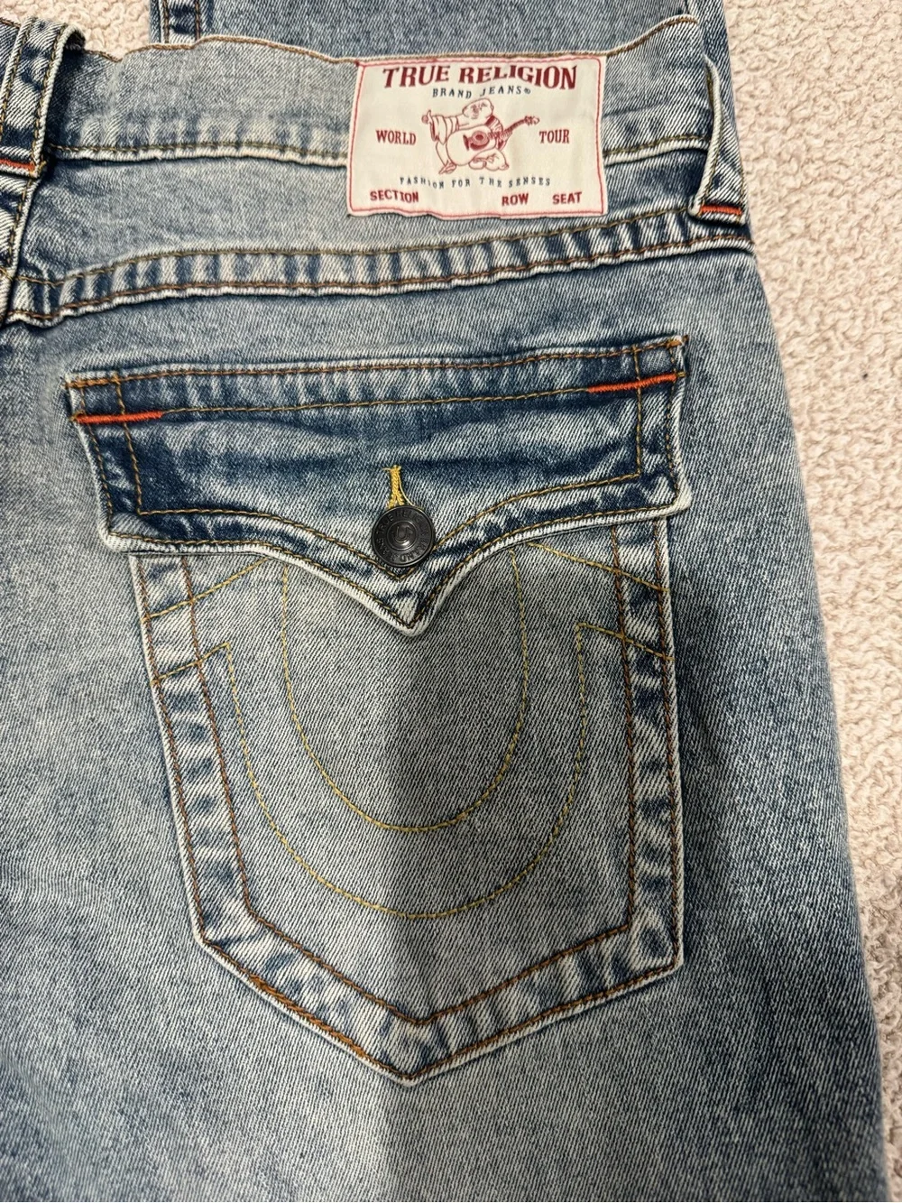 True Religion Men’s Faded Light Blue Relaxed Jeans